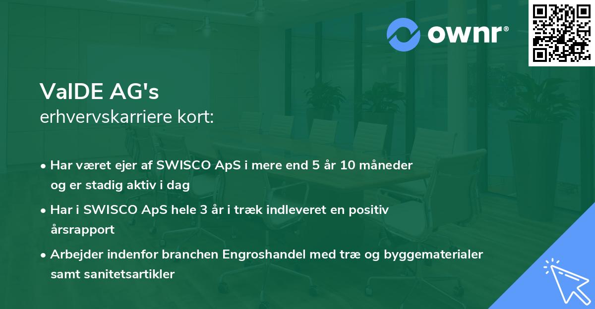 ValDE AG's erhvervskarriere kort
