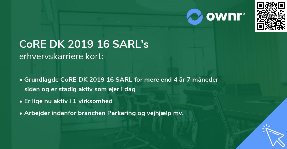 CoRE DK 2019 16 SARL's erhvervskarriere kort