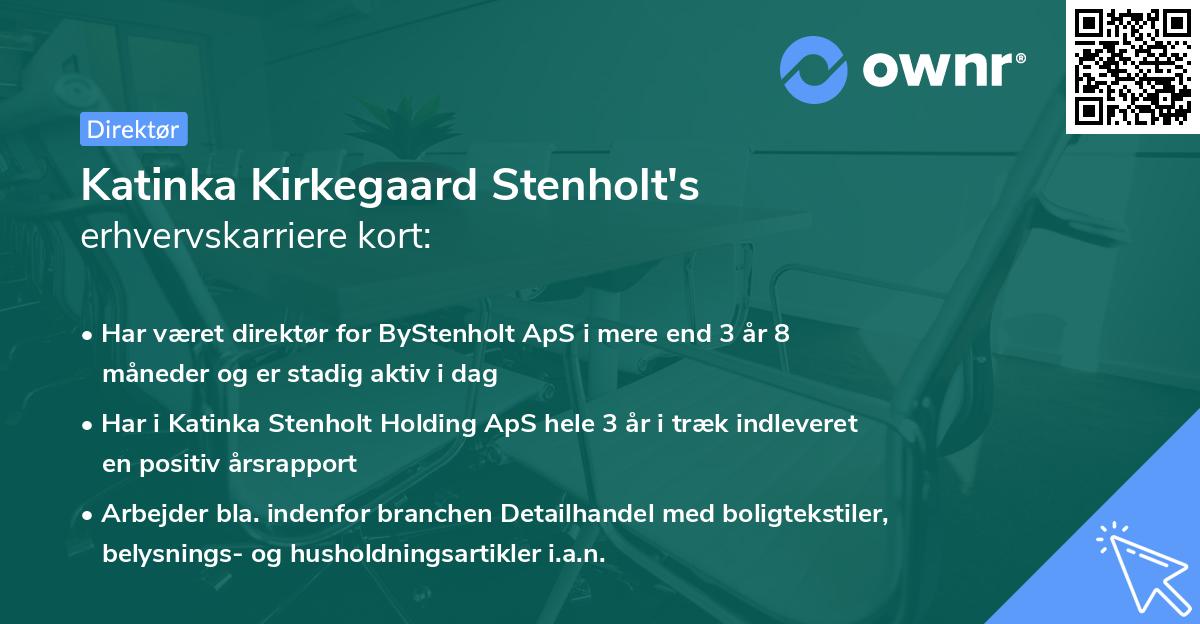 Katinka Kirkegaard Stenholt's erhvervskarriere kort