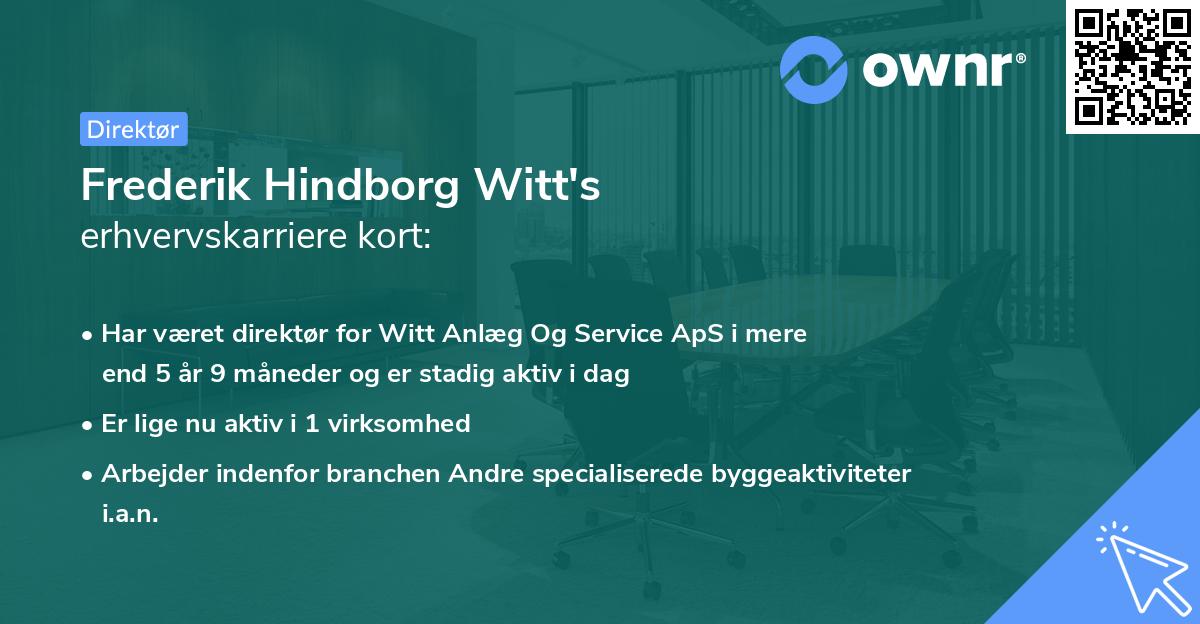 Frederik Hindborg Witt's erhvervskarriere kort