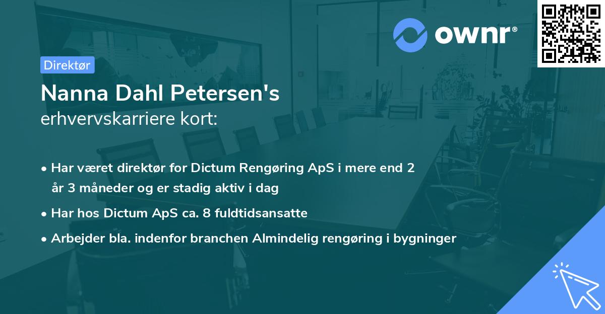 Nanna Dahl Petersen's erhvervskarriere kort