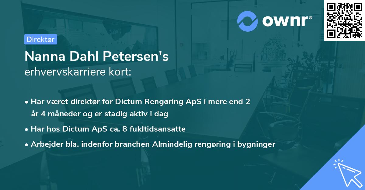 Nanna Dahl Petersen's erhvervskarriere kort