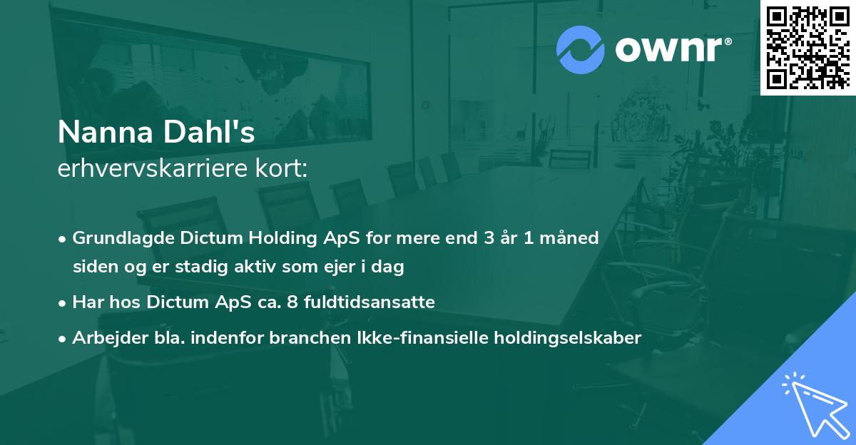 Nanna Dahl's erhvervskarriere kort