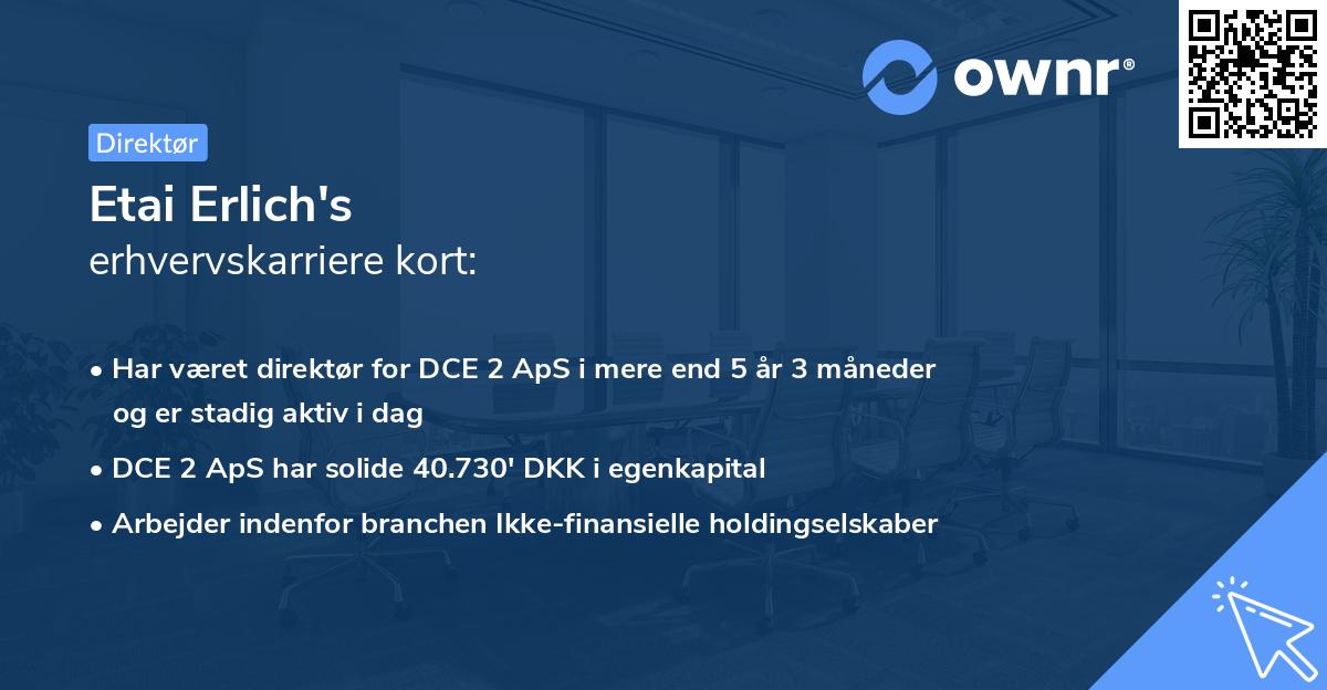 Etai Erlich's erhvervskarriere kort