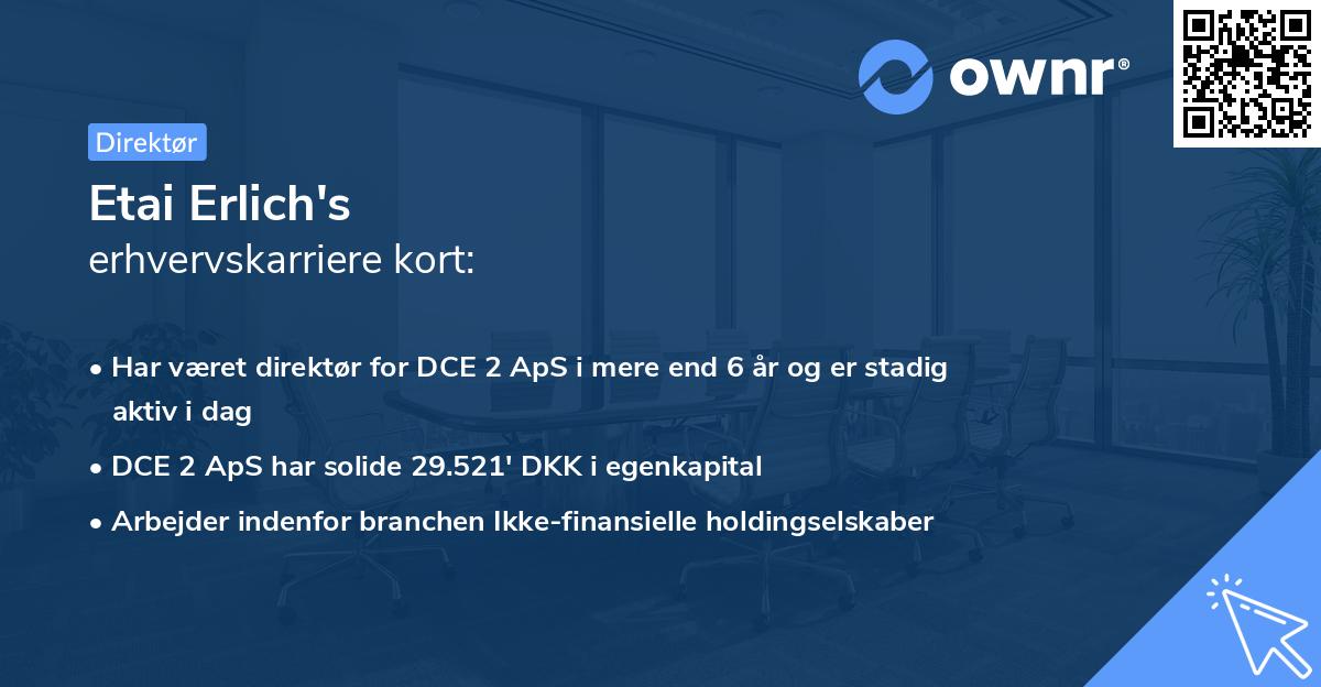 Etai Erlich's erhvervskarriere kort