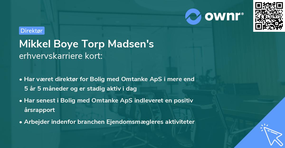 Mikkel Boye Torp Madsen's erhvervskarriere kort