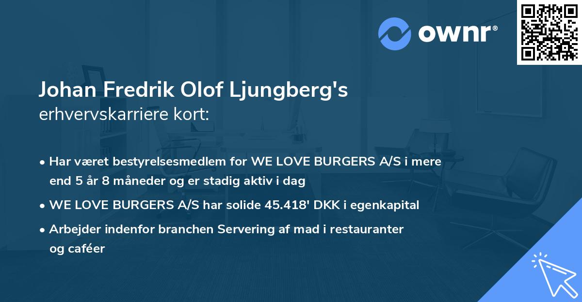Johan Fredrik Olof Ljungberg's erhvervskarriere kort