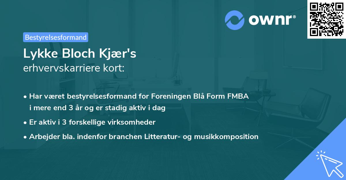 Lykke Bloch Kjær's erhvervskarriere kort