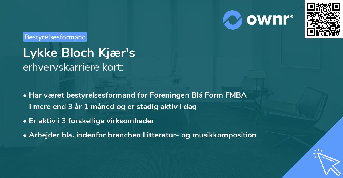 Lykke Bloch Kjær's erhvervskarriere kort