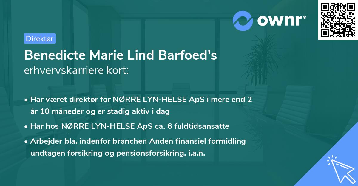 Benedicte Marie Lind Barfoed's erhvervskarriere kort