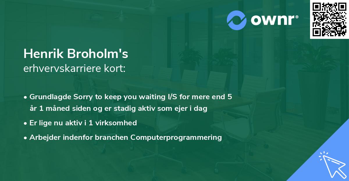 Henrik Broholm's erhvervskarriere kort