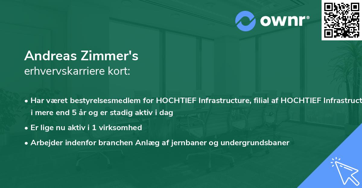 Andreas Zimmer's erhvervskarriere kort