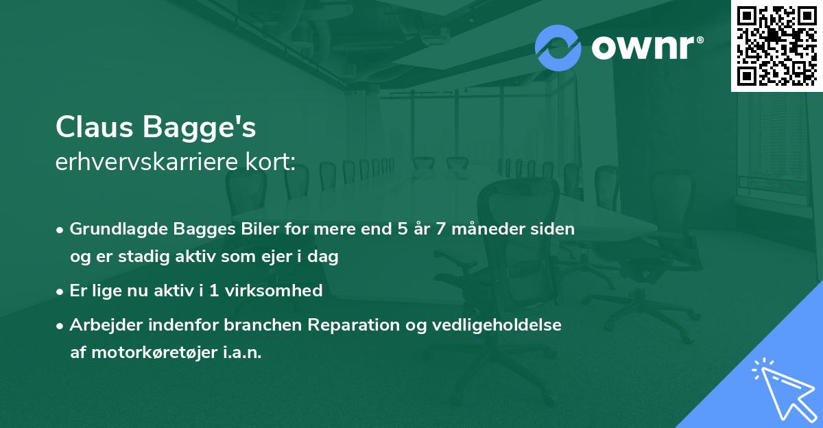Claus Bagge's erhvervskarriere kort