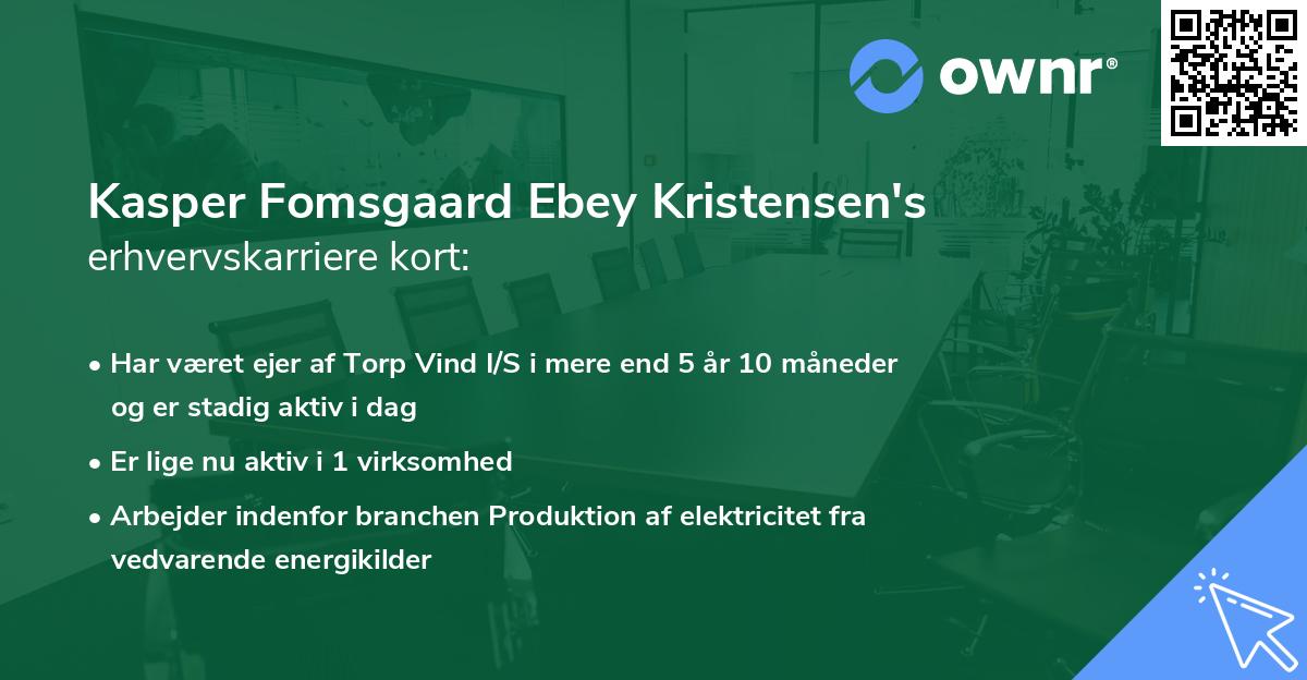 Kasper Fomsgaard Ebey Kristensen's erhvervskarriere kort