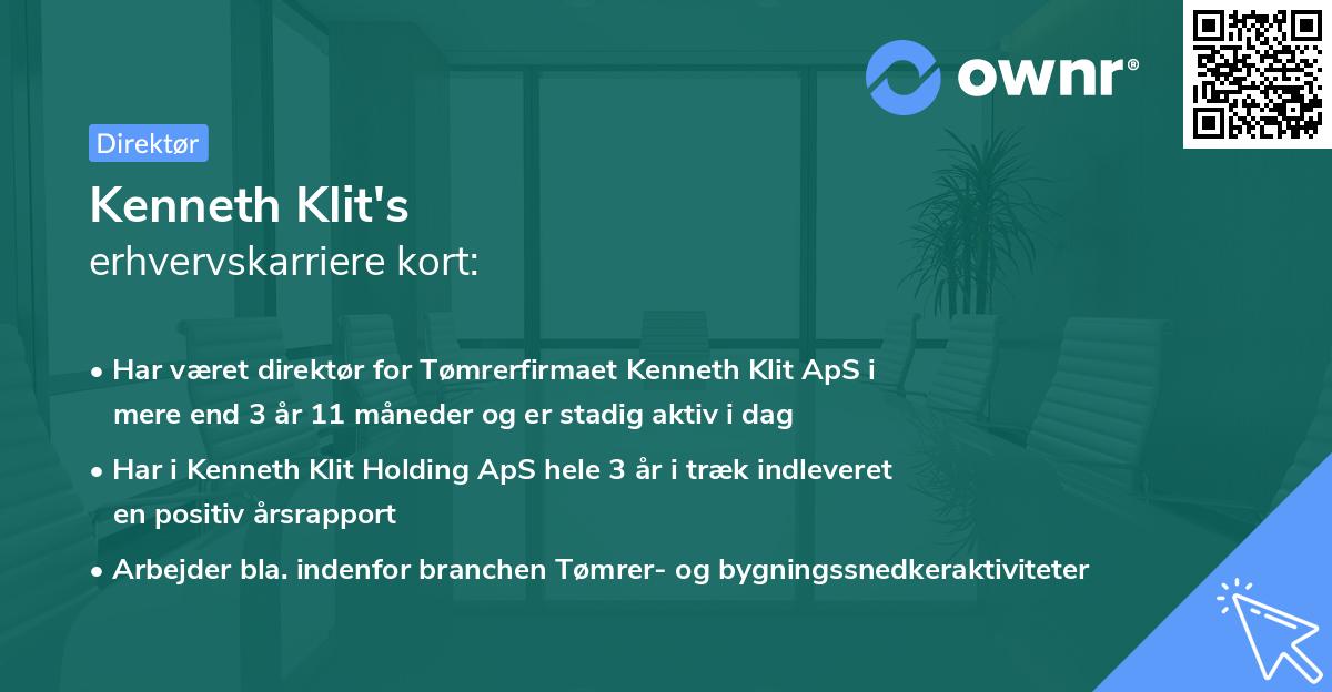Kenneth Klit's erhvervskarriere kort