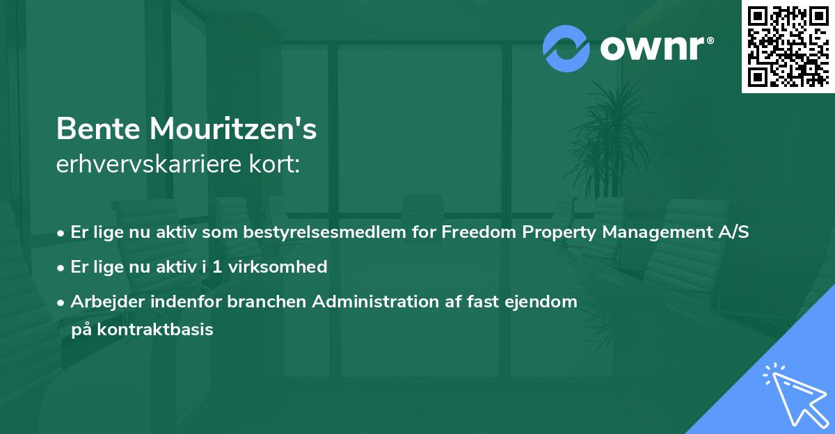 Bente Mouritzen's erhvervskarriere kort