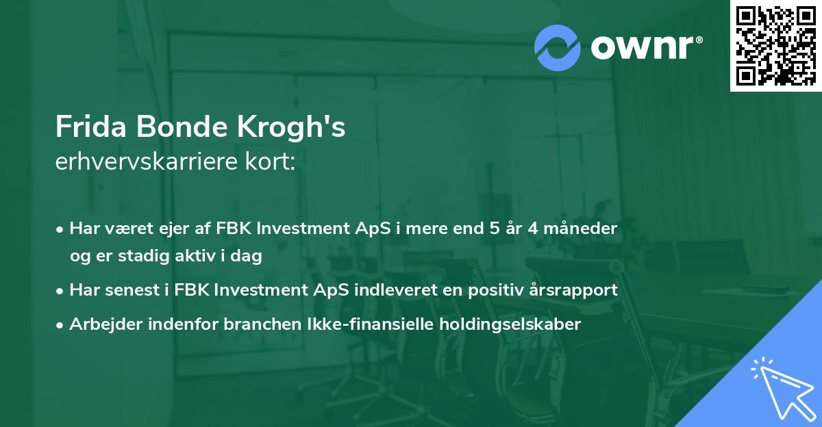 Frida Bonde Krogh's erhvervskarriere kort
