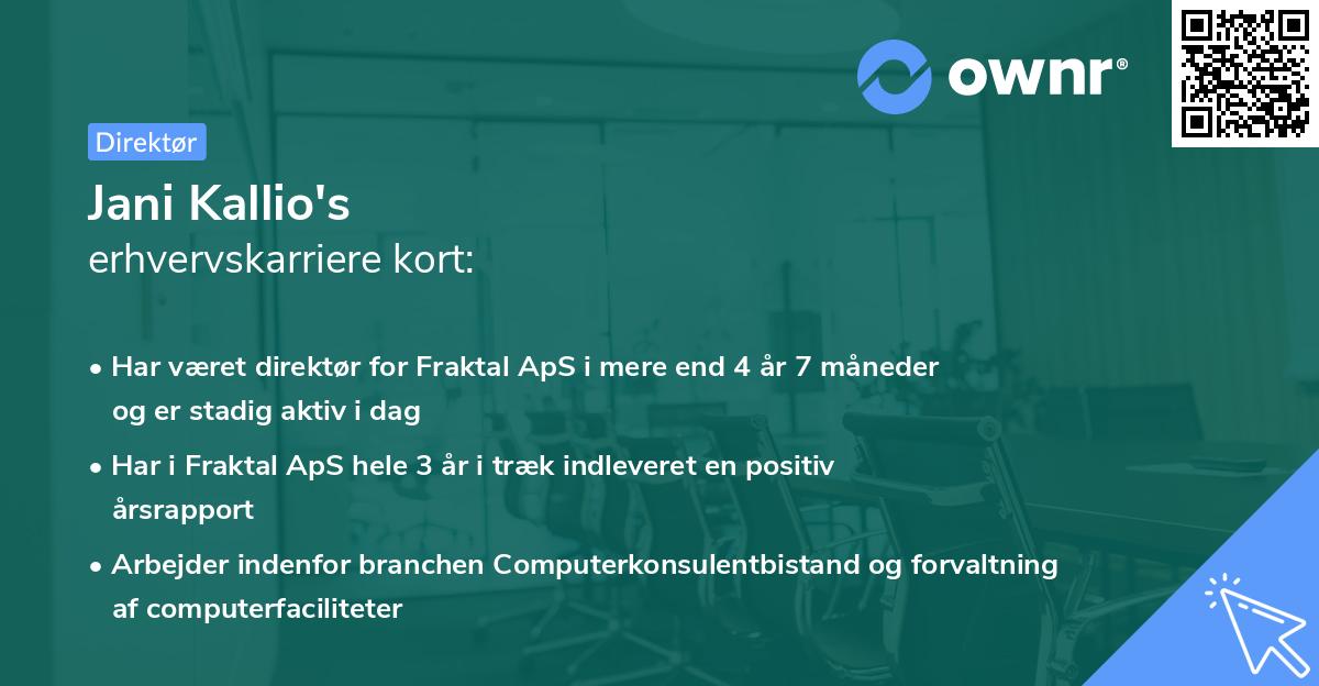 Jani Kallio's erhvervskarriere kort