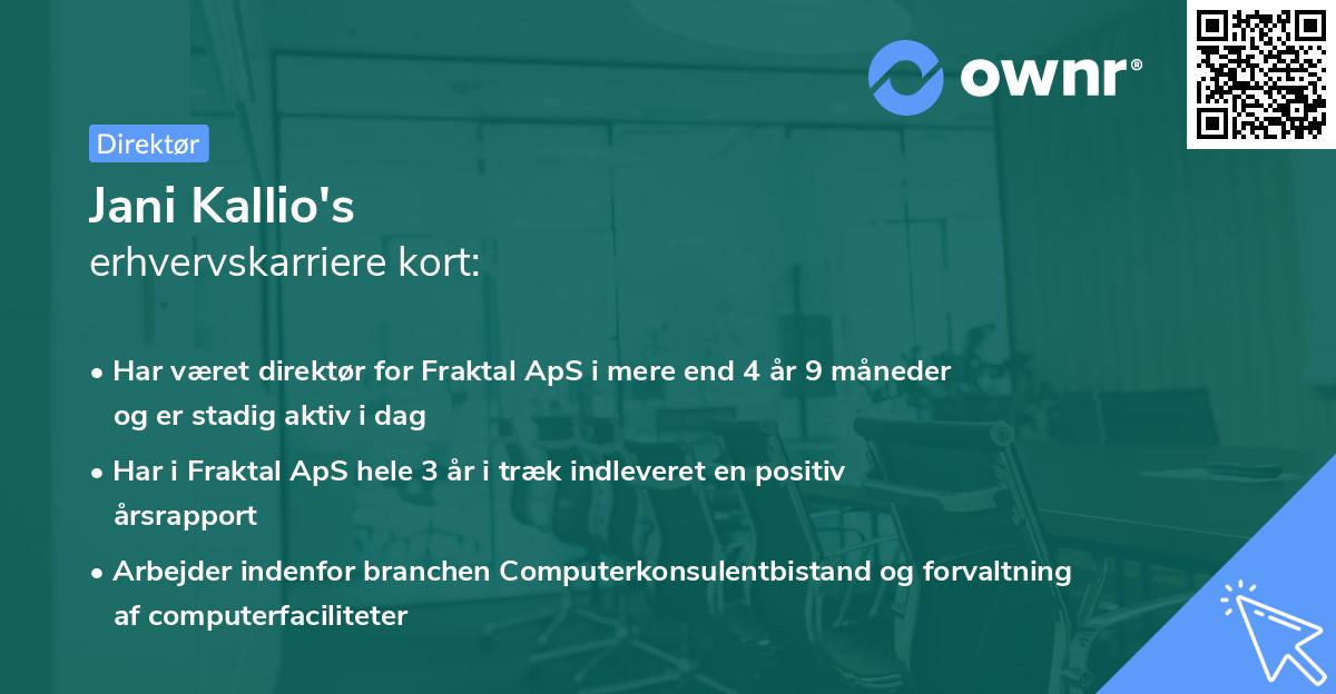 Jani Kallio's erhvervskarriere kort