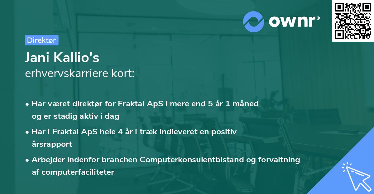 Jani Kallio's erhvervskarriere kort