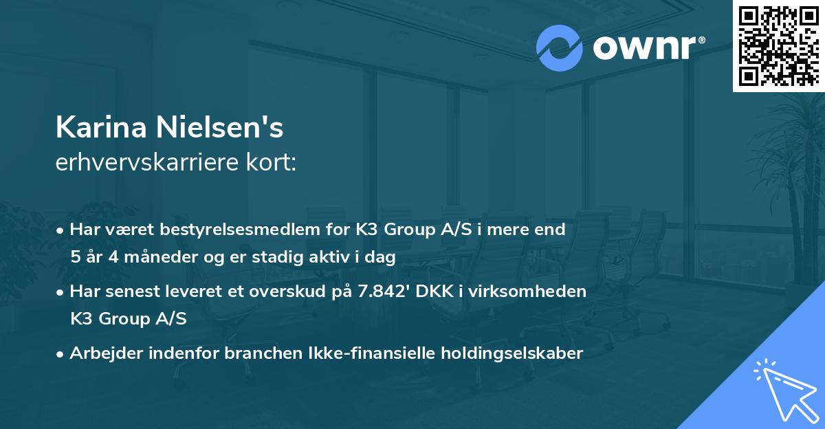Karina Nielsen's erhvervskarriere kort