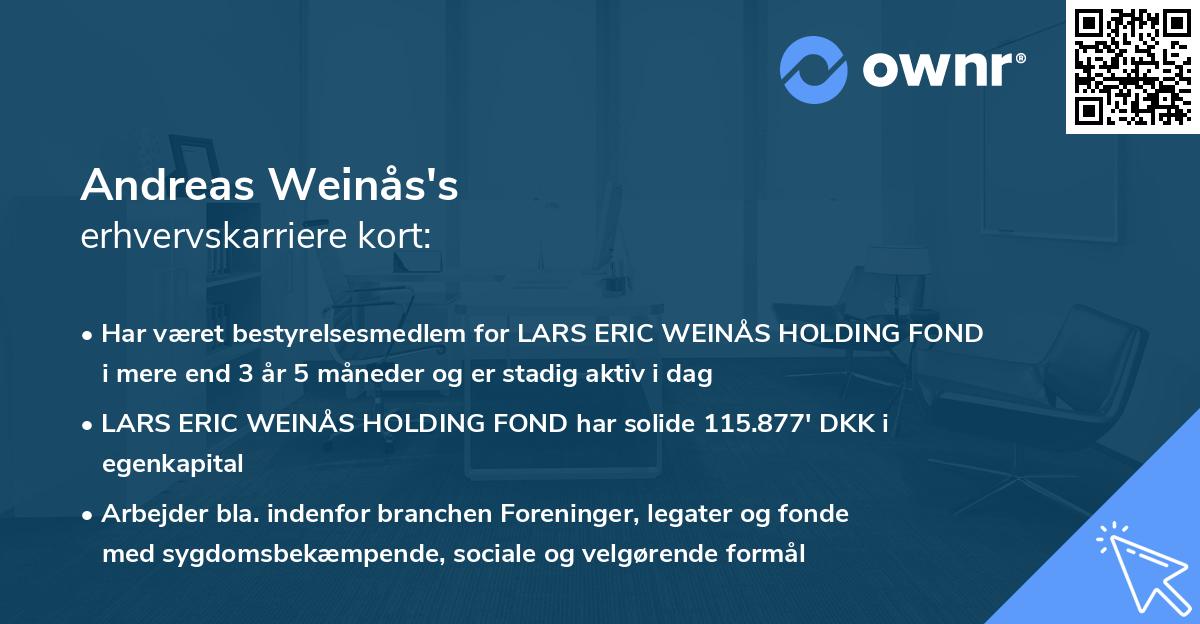 Andreas Weinås's erhvervskarriere kort