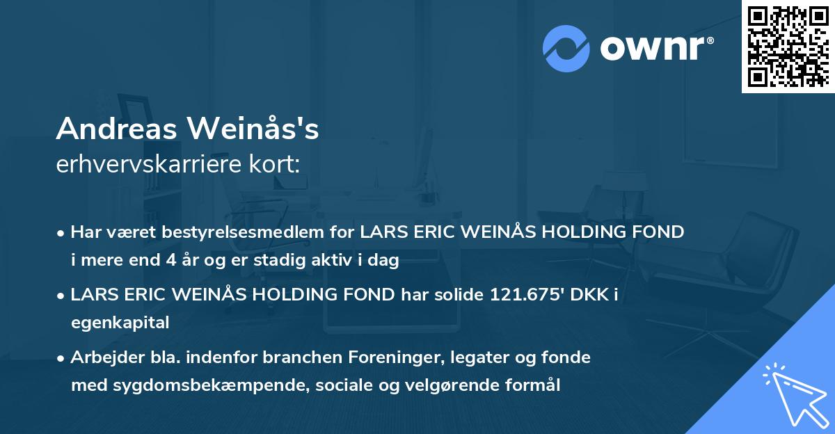 Andreas Weinås's erhvervskarriere kort