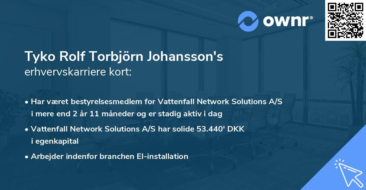 Tyko Rolf Torbjörn Johansson's erhvervskarriere kort