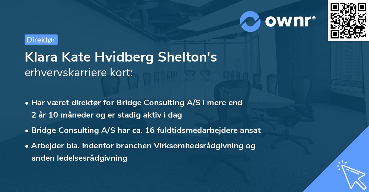 Klara Kate Hvidberg Shelton's erhvervskarriere kort