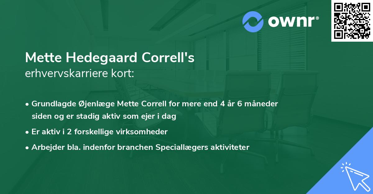 Mette Hedegaard Correll's erhvervskarriere kort