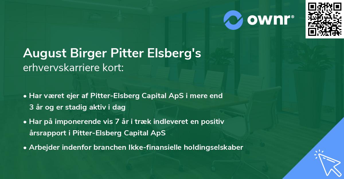 August Birger Pitter Elsberg's erhvervskarriere kort