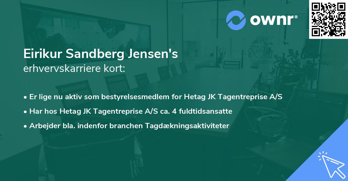 Eirikur Sandberg Jensen's erhvervskarriere kort