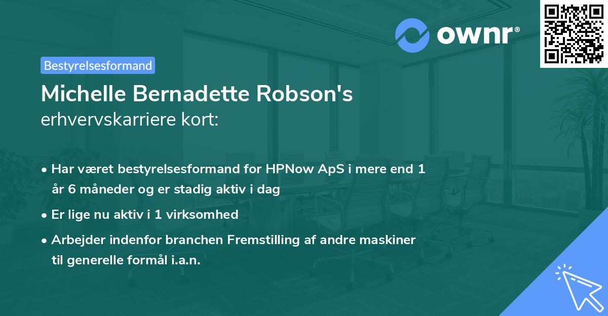 Michelle Bernadette Robson's erhvervskarriere kort