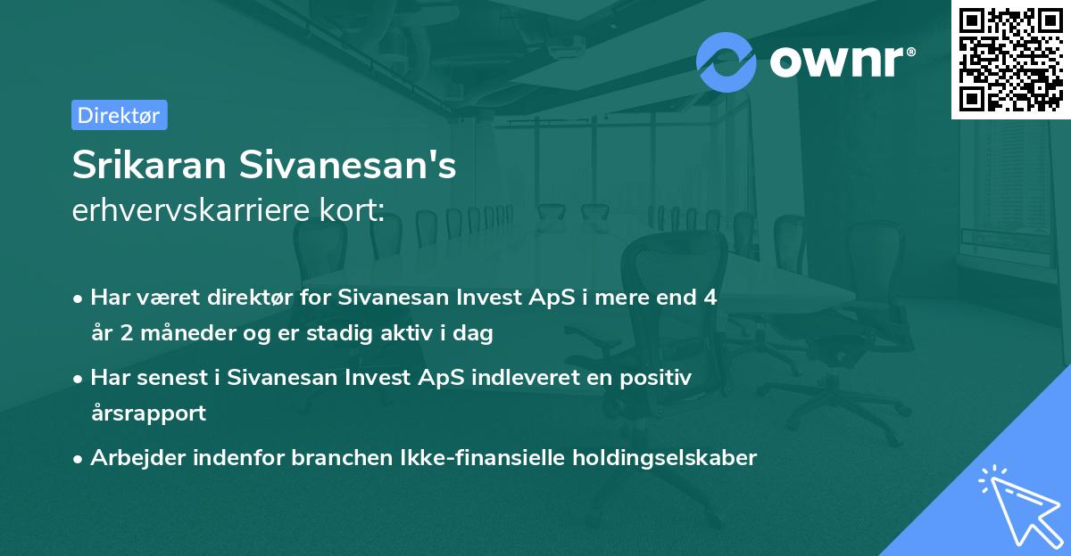 Srikaran Sivanesan's erhvervskarriere kort