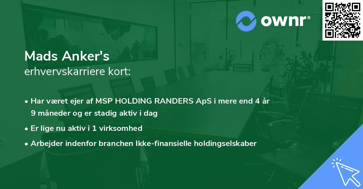 Mads Anker's erhvervskarriere kort