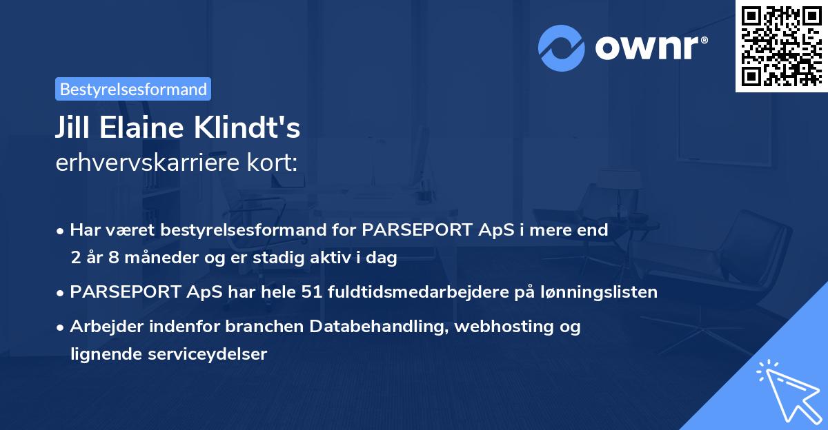 Jill Elaine Klindt's erhvervskarriere kort