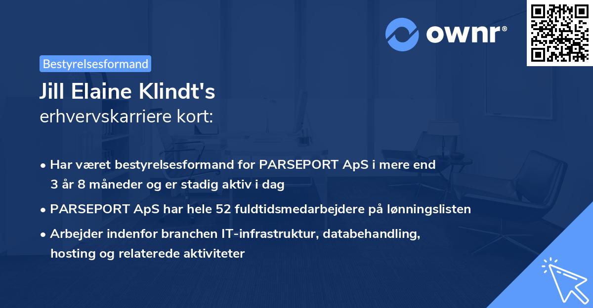 Jill Elaine Klindt's erhvervskarriere kort