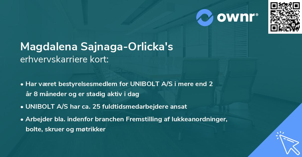 Magdalena Sajnaga-Orlicka's erhvervskarriere kort