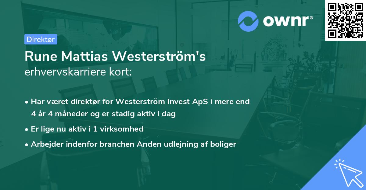 Rune Mattias Westerström's erhvervskarriere kort
