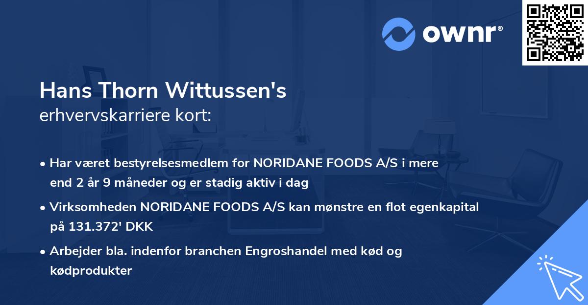 Hans Thorn Wittussen's erhvervskarriere kort