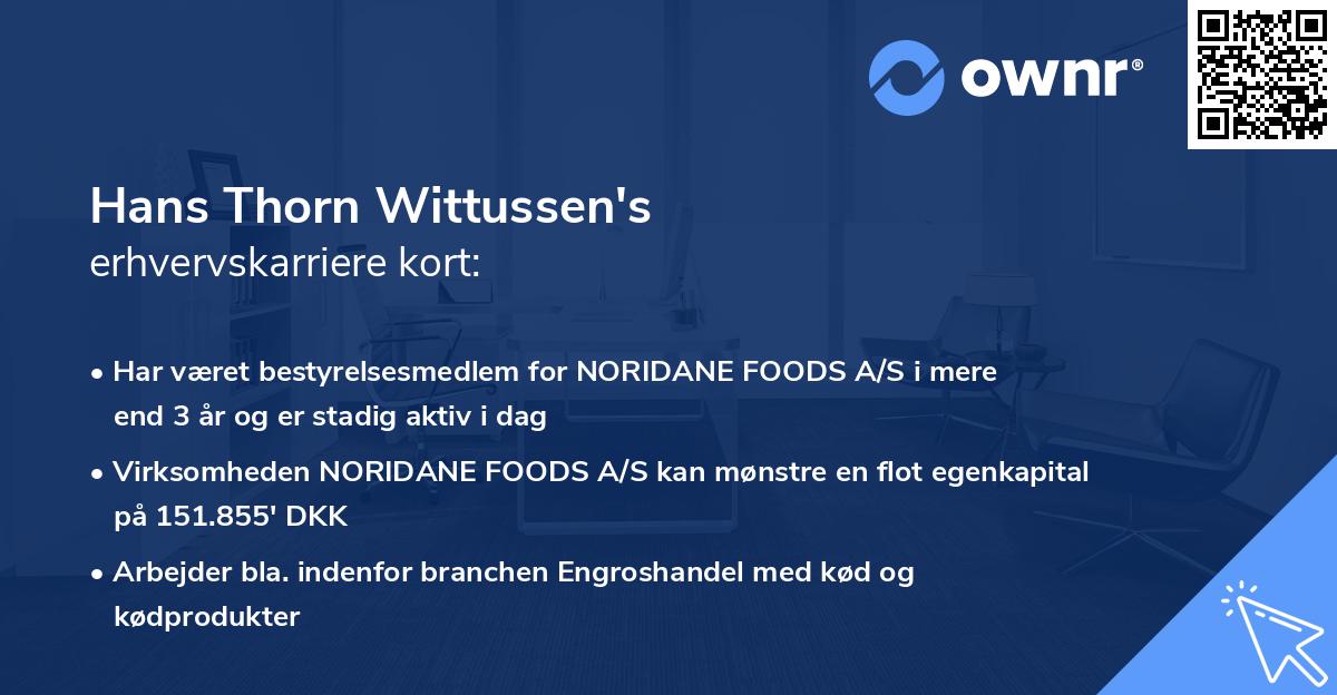 Hans Thorn Wittussen's erhvervskarriere kort