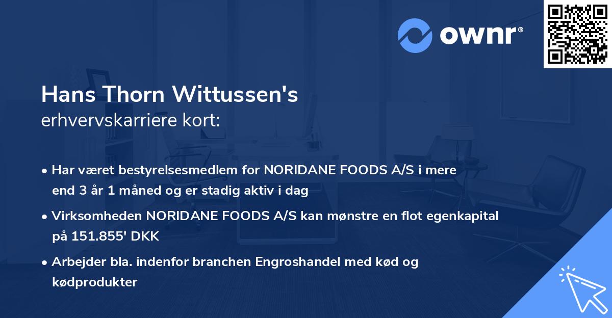 Hans Thorn Wittussen's erhvervskarriere kort