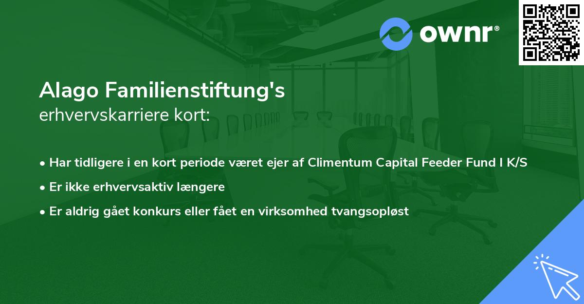 Alago Familienstiftung's erhvervskarriere kort