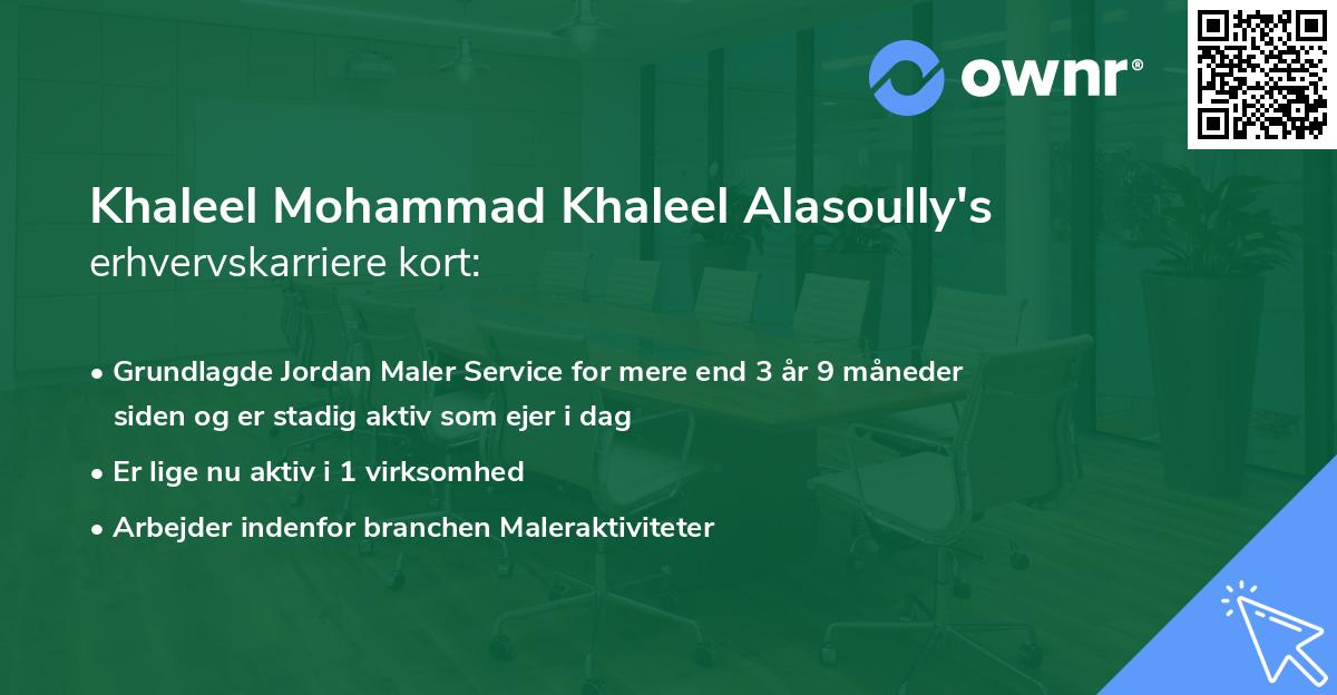 Khaleel Mohammad Khaleel Alasoully's erhvervskarriere kort