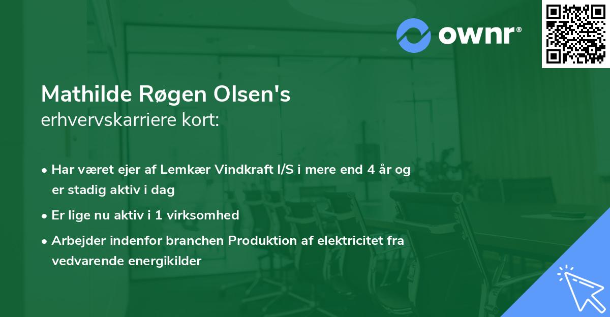 Mathilde Røgen Olsen's erhvervskarriere kort