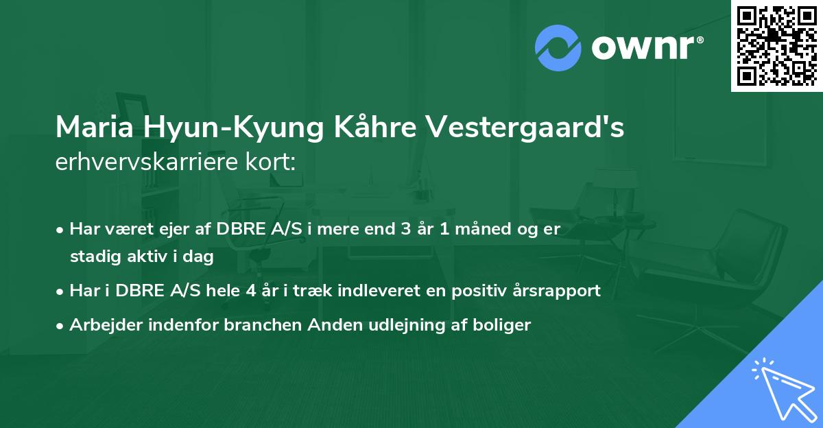 Maria Hyun-Kyung Kåhre Vestergaard's erhvervskarriere kort