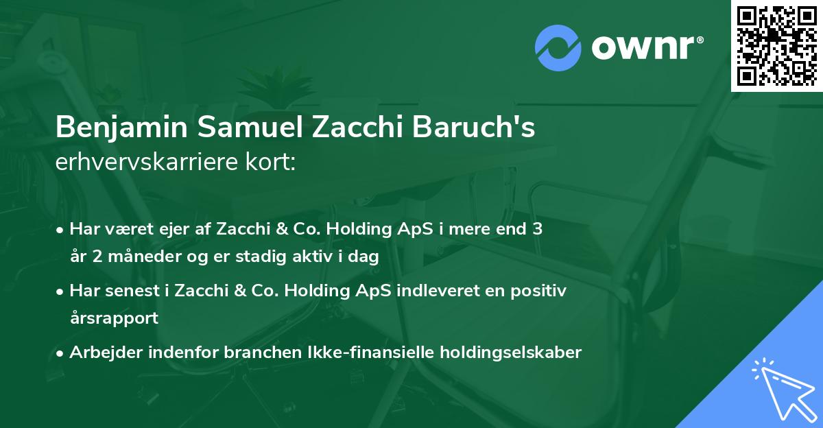 Benjamin Samuel Zacchi Baruch's erhvervskarriere kort