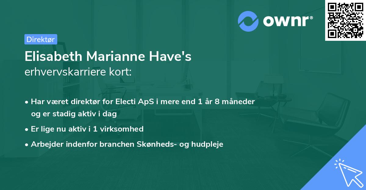 Elisabeth Marianne Have's erhvervskarriere kort