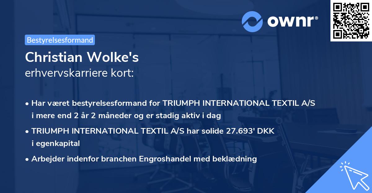 Christian Wolke's erhvervskarriere kort