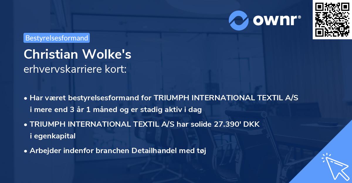 Christian Wolke's erhvervskarriere kort